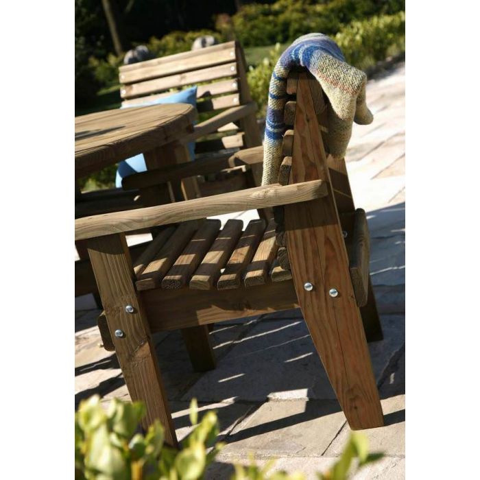 Douglas Fir Woodland Circular Table with 4 Woodland Armchairs - 1