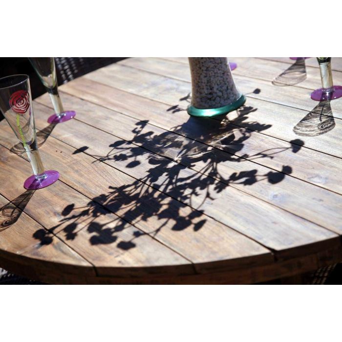 1.3m Reclaimed Teak Character Garden Table with 6 Latifa Chairs - 3