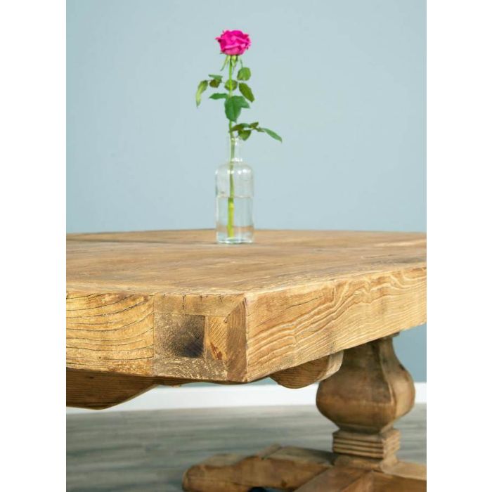 2.4m Reclaimed Elm Pedestal Dining Table with 2 Backless Benches - 5