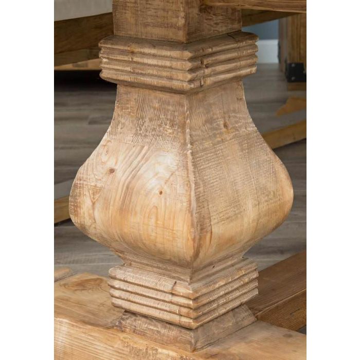 2.4m Reclaimed Elm Pedestal Dining Table with 2 Backless Benches - 6