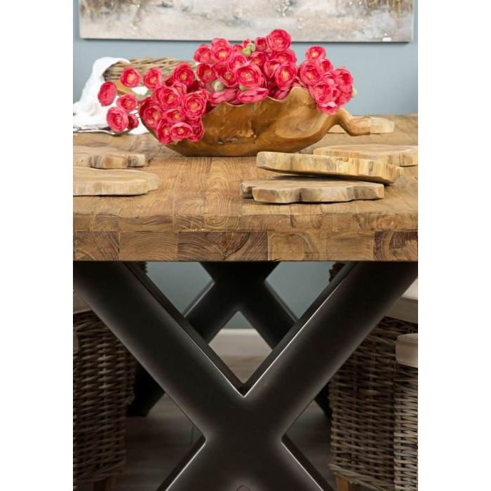 2.4m Reclaimed Teak Urban Fusion Cross Dining Table with 8 Latifa Dining Chairs  - 2