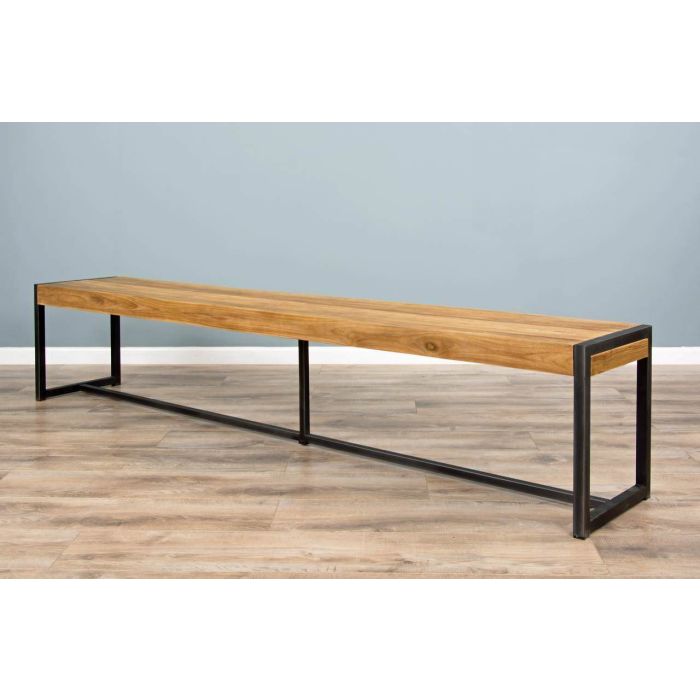 2.4m Reclaimed Teak Urban Fusion Cross Dining Table with One Backless Bench and 3 Scandi Armchairs - 17