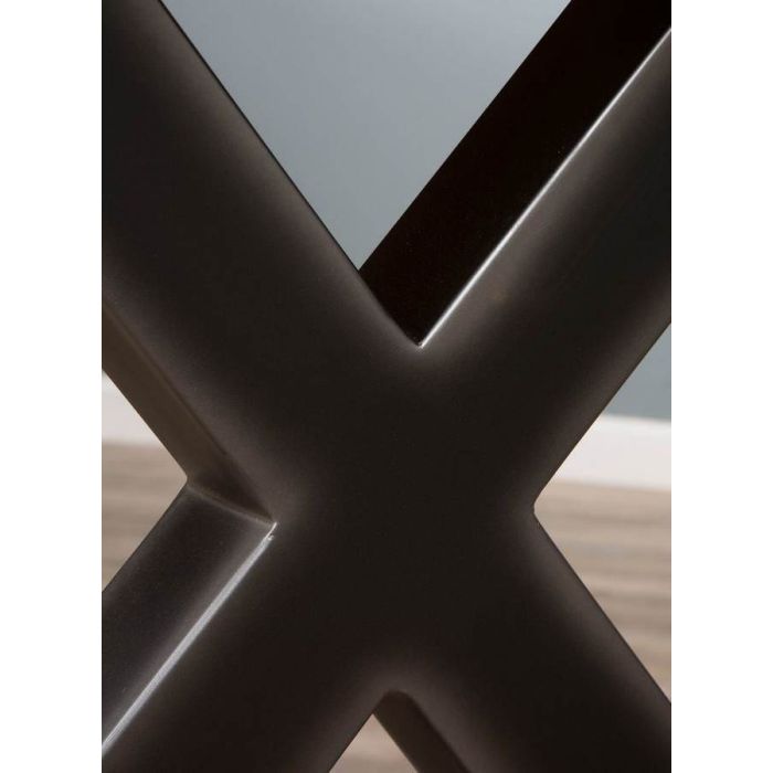 2.4m Reclaimed Teak Urban Fusion Cross Dining Table with One Backless Bench and 4 Dove grey Windsor Ring Back Dining Chairs  - 11