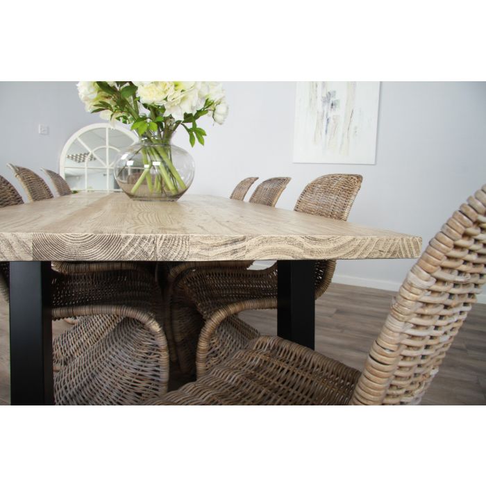 2.4m Industrial Chic Cubex Dining Table with Black Legs & 8 Stackable Zorro Chairs - 4