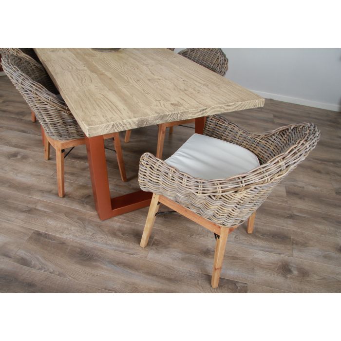 2.4m Industrial Chic Cubex Dining Table with Copper Coloured Legs & 6 Scandi Armchairs - 4