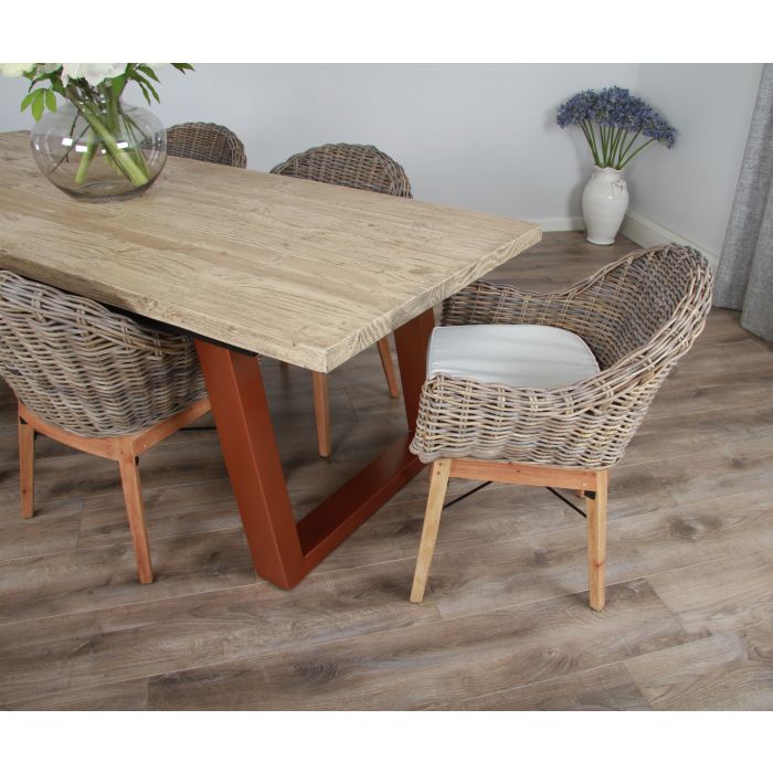 2.4m Industrial Chic Cubex Dining Table with Copper Coloured Legs & 6 Scandi Armchairs - 6