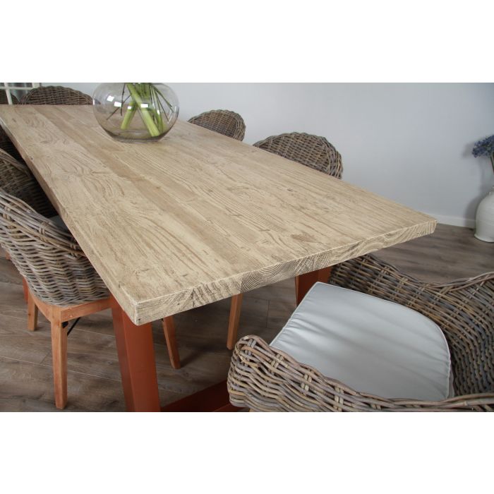 2.4m Industrial Chic Cubex Dining Table with Copper Coloured Legs & 6 Scandi Armchairs - 7