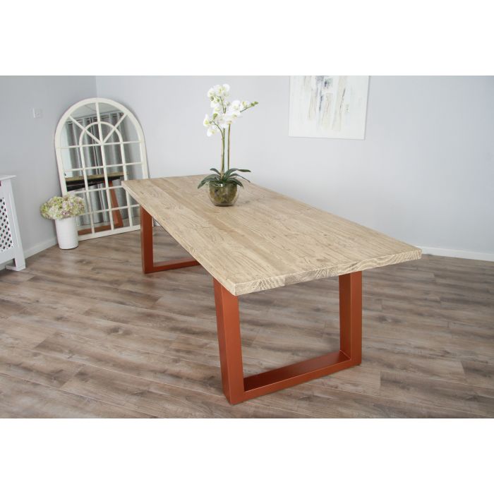 2.4m Industrial Chic Cubex Dining Table with Copper Coloured Legs & 6 Scandi Armchairs - 10