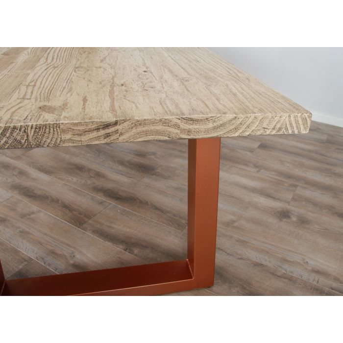 2.4m Industrial Chic Cubex Dining Table with Copper Coloured Legs & 6 Scandi Armchairs - 12