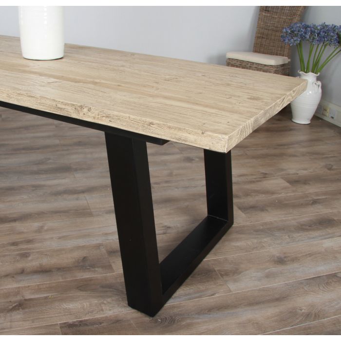 2.4m Industrial Chic Cubex Dining Table with Black Legs & 8 Stackable Zorro Chairs - 7