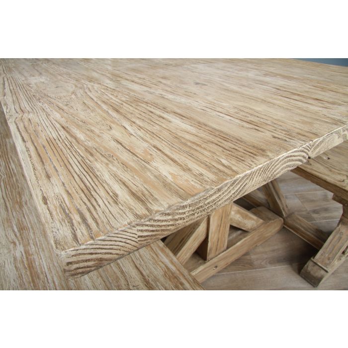 2.4m Farmhouse Cross Dining Table with 2 Dining Benches - 12