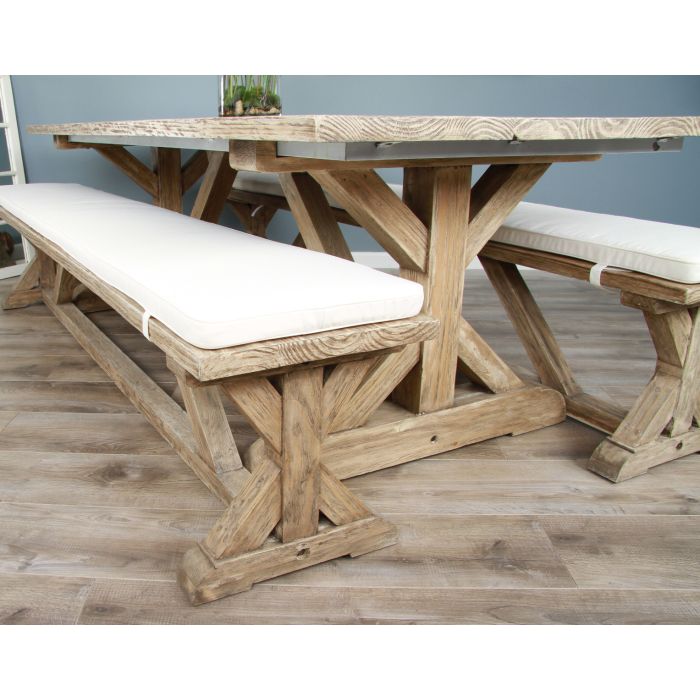 2.4m Farmhouse Cross Dining Table with 2 Dining Benches - 8