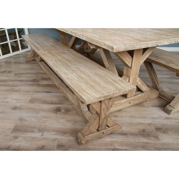 2.4m Farmhouse Cross Dining Table with 3 Donna Armchairs & 1 Backless Bench - 14