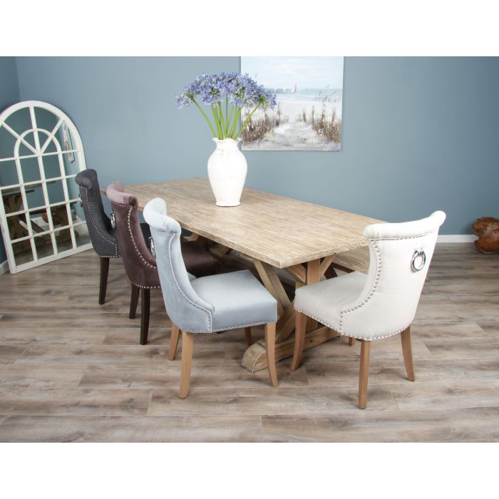 2.4m Farmhouse Cross Dining Table with 10 Windsor Ring Back Chairs - 8