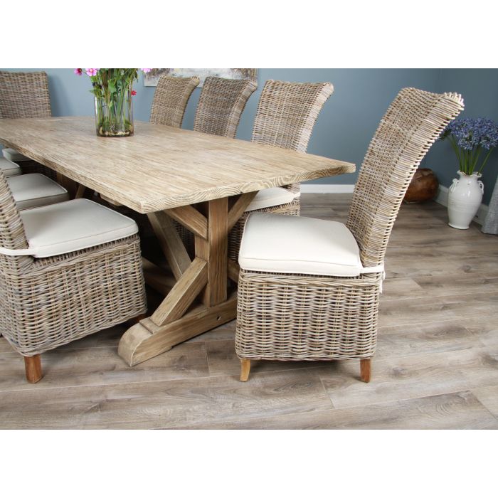 2.4m Farmhouse Cross Dining Table with 8 Latifa Chairs - 7