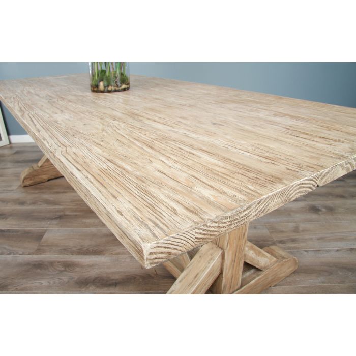 2.4m Farmhouse Cross Dining Table with 5 Riviera Armchairs & 1 Backless Bench - 12