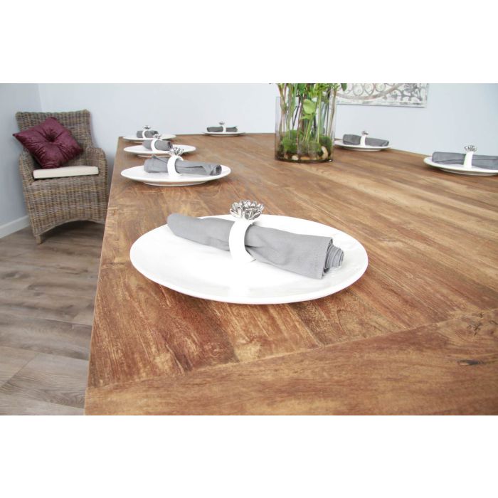 2.4m Reclaimed Teak Taplock Dining Table with 8 Natural Windsor Dining Chairs - 8