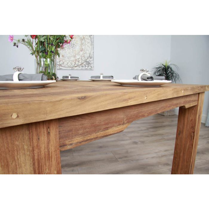 2.4m Reclaimed Teak Taplock Dining Table with 8 Natural Windsor Dining Chairs - 9