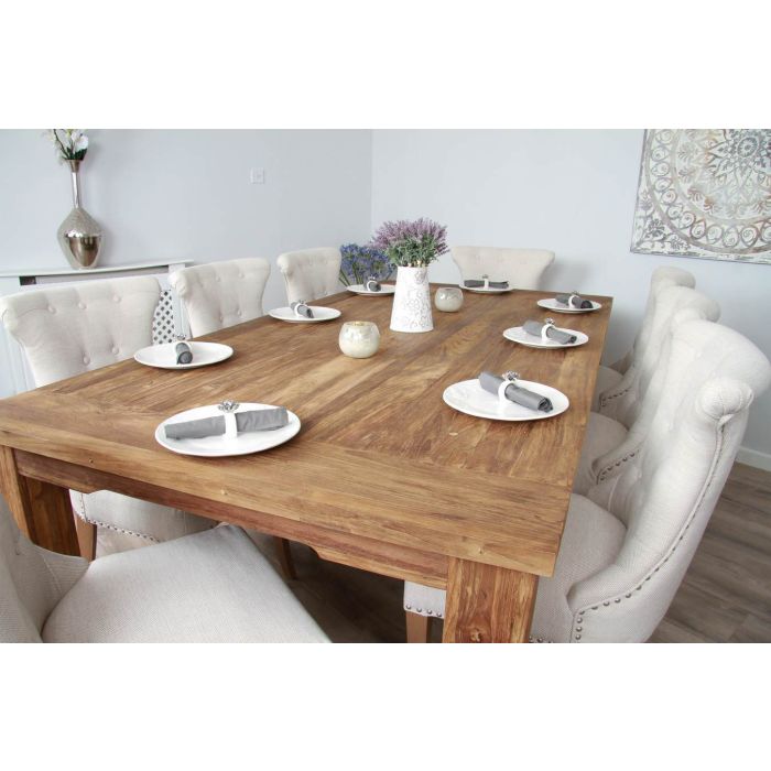 2.4m Reclaimed Teak Taplock Dining Table with 8 Natural Windsor Dining Chairs - 6