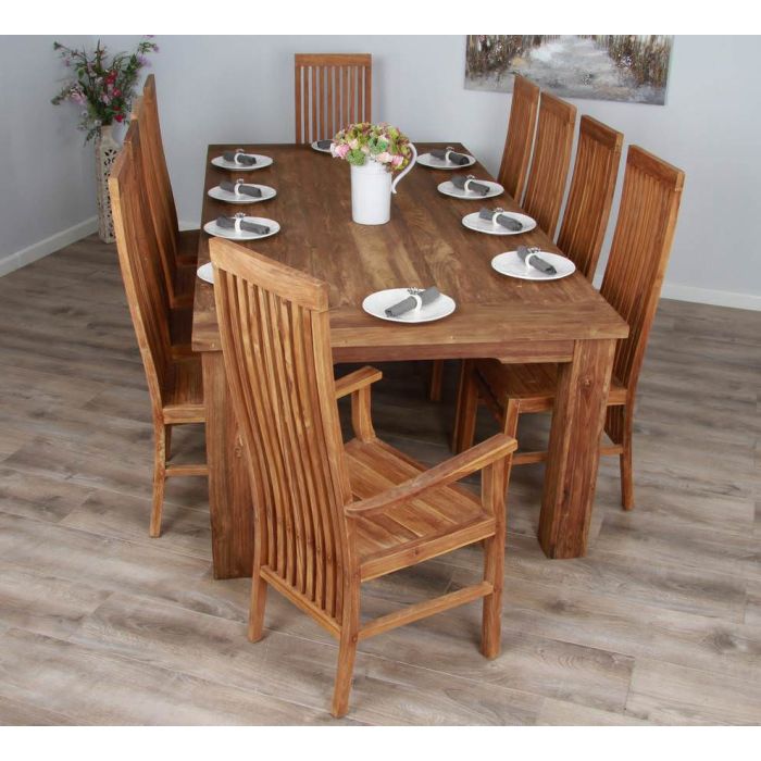 2.4m Reclaimed Teak Taplock Dining Table with 8 Vikka Chairs & 2 Vikka Armchairs  - 3
