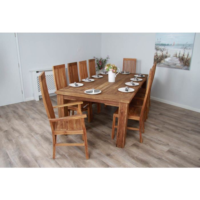 2.4m Reclaimed Teak Taplock Dining Table with 8 Vikka Chairs & 2 Vikka Armchairs  - 1
