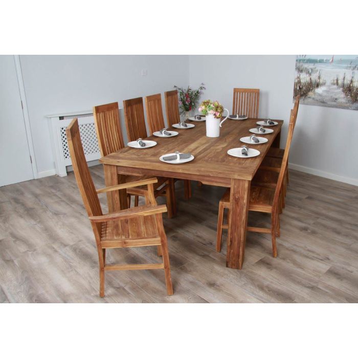 2.4m Reclaimed Teak Taplock Dining Table with 8 Vikka Chairs & 2 Vikka Armchairs  - 2