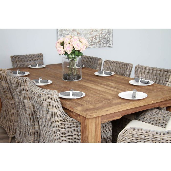 2.4m Reclaimed Teak Taplock Dining Table with 8 Donna Chairs - 5