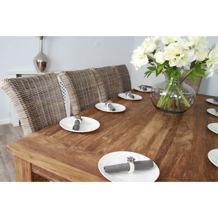 2.4m Reclaimed Teak Taplock Dining Table with 10 Latifa Chairs - 4