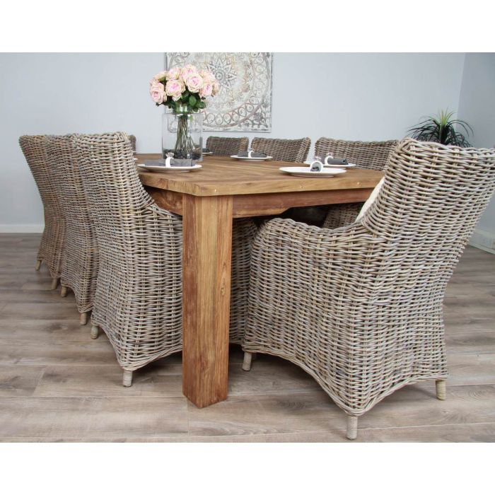 2.4m Reclaimed Teak Taplock Dining Table with 8 Donna Chairs - 6
