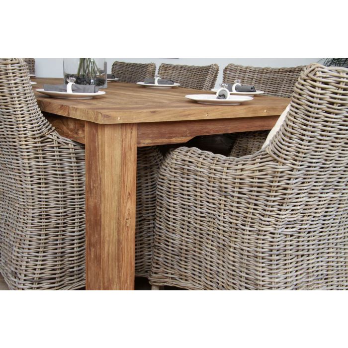 2.4m Reclaimed Teak Taplock Dining Table with 8 Donna Chairs - 8