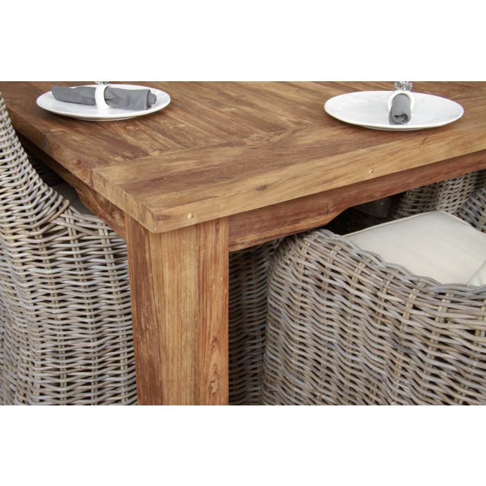 2.4m Reclaimed Teak Taplock Dining Table with 8 Donna Chairs - 7
