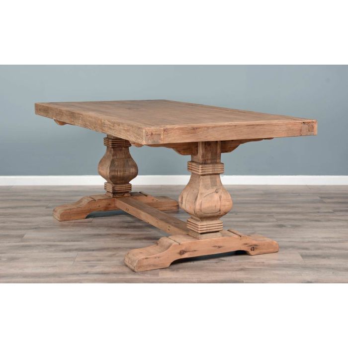 2m Reclaimed Elm Pedestal Dining Table with 6 Latifa chairs  - 6