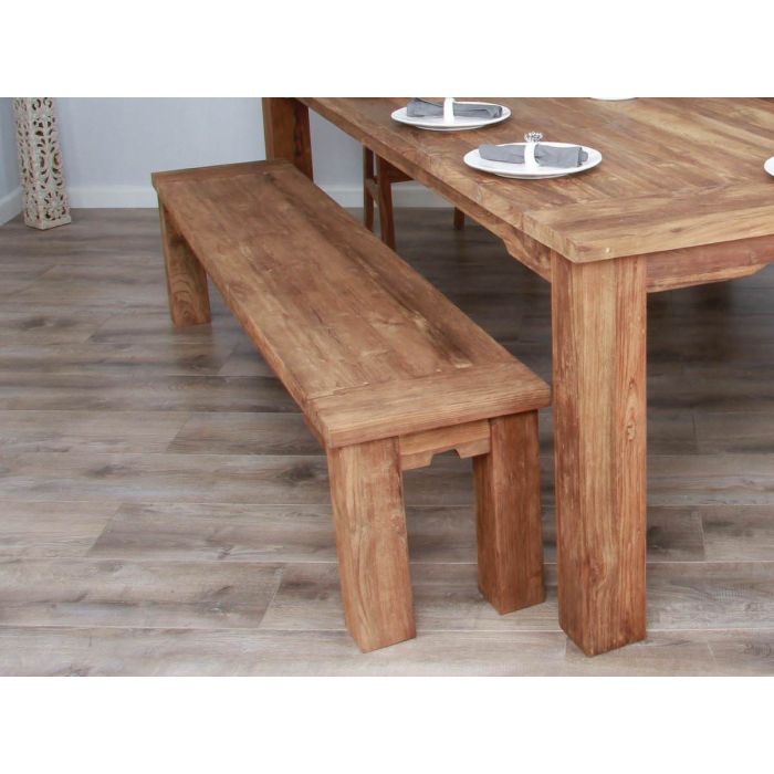 2.4m Reclaimed Teak Taplock Backless Dining Bench - 2