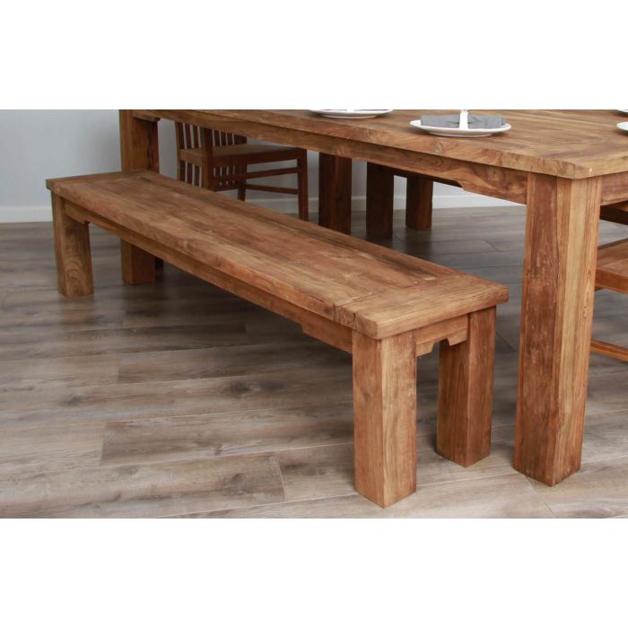 2.4m Reclaimed Teak Taplock Backless Dining Bench - 1