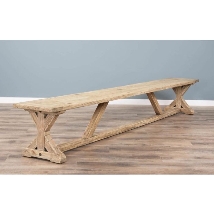 3m Farmhouse Cross Dining Table with 2 Backless Benches - 10