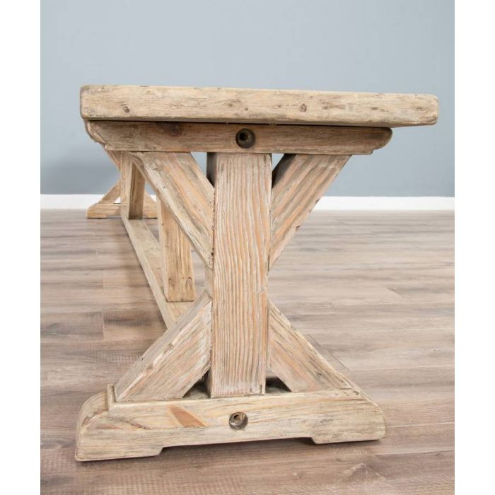 3m Farmhouse Cross Dining Table with 2 Backless Benches - 12