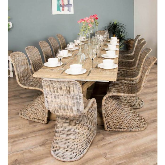 3m Farmhouse Cross Dining Table with 10 Stackable Zorro Chairs - 2
