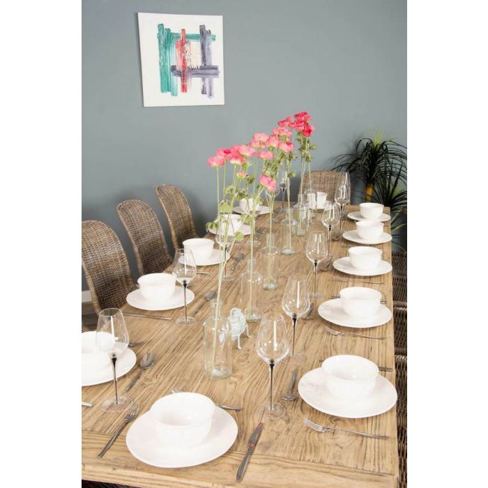 3m Farmhouse Cross Dining Table with 10 Stackable Zorro Chairs - 4