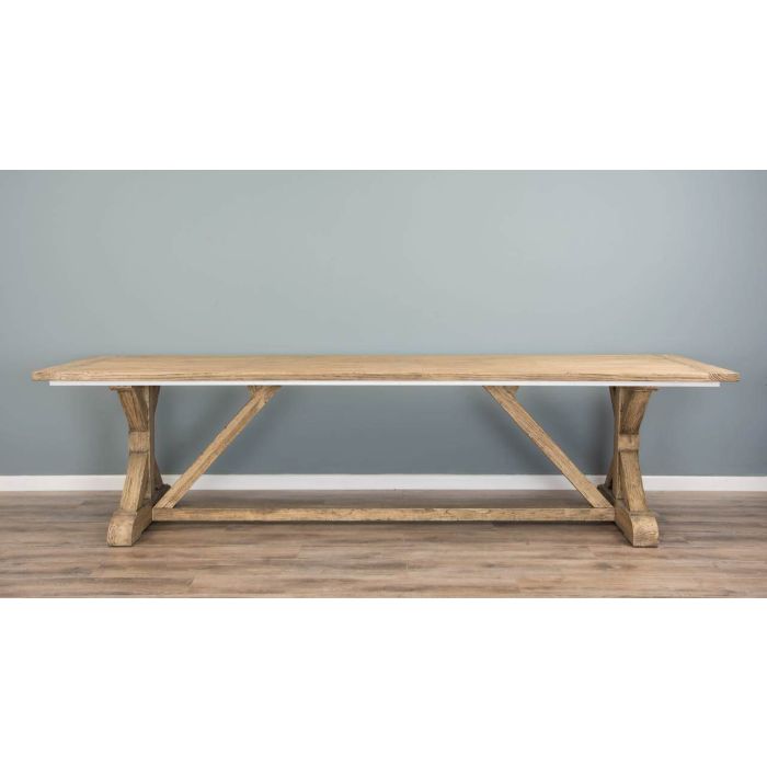 3m Farmhouse Cross Dining Table with 10 Stackable Zorro Chairs - 9
