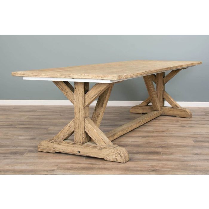 3m Farmhouse Cross Dining Table with 10 Stackable Zorro Chairs - 8