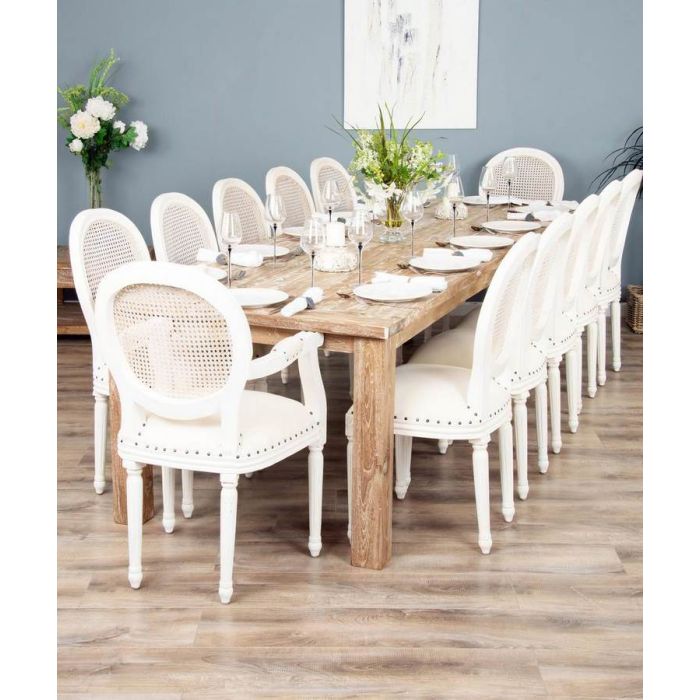 3m Reclaimed Teak Mexico Dining Table with 10 Ellena Chairs & 2 Armchairs  - 2