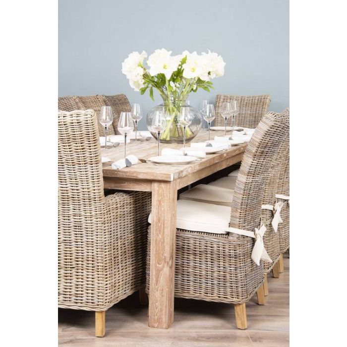 3m Reclaimed Teak Mexico Dining Table with 8 or 10 Latifa Chairs & 2 Armchairs  - 4