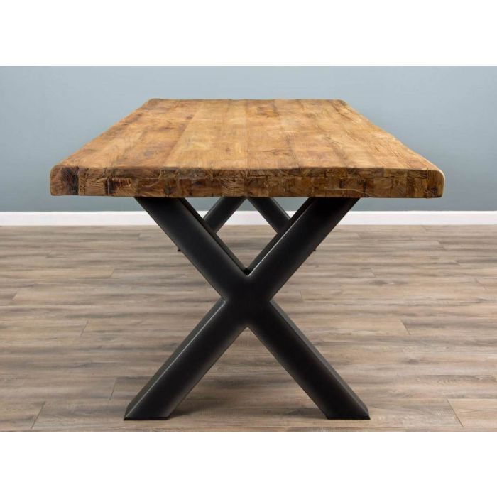 3m Reclaimed Teak Urban Fusion Cross Dining Table with Ten Velveteen Ring Back Dining Chairs  - 18