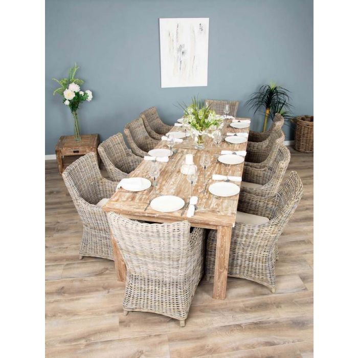 3m Reclaimed Teak Mexico Dining Table with 10 Donna Chairs  - 1