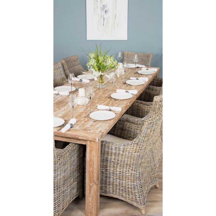 3m Reclaimed Teak Mexico Dining Table with 10 Donna Chairs  - 3