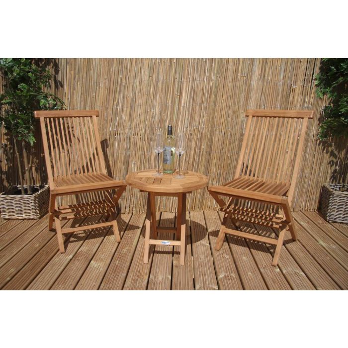 50cm Teak Circular Folding Table - 3