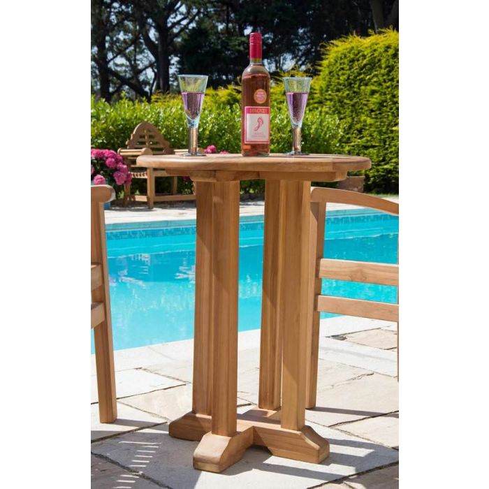 60cm Teak Circular Pedestal Table - 1