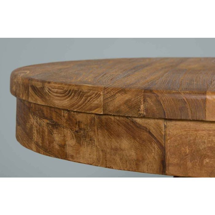 60cm Reclaimed Teak Circular Pedestal Table with 2 Stackable Zorro Chairs - 2