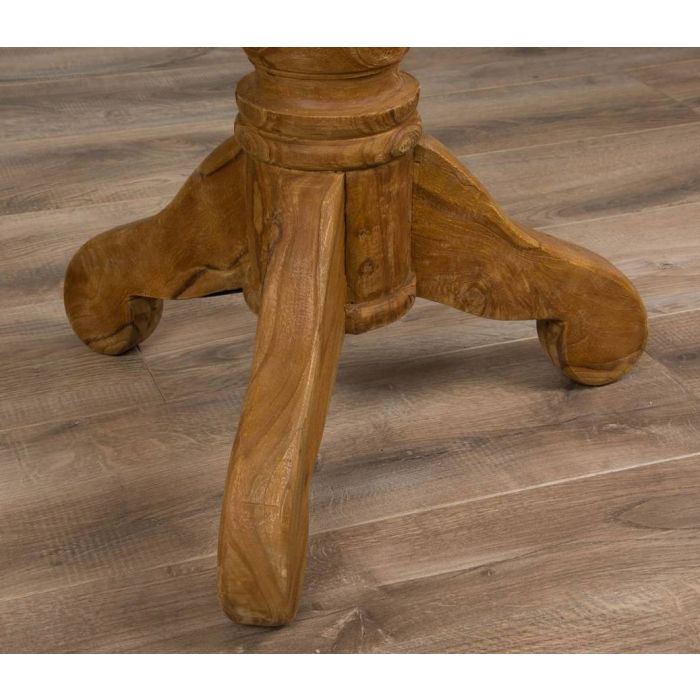 60cm Reclaimed Teak Circular Pedestal Table with 2 Riva Tub Dining Chairs - 4