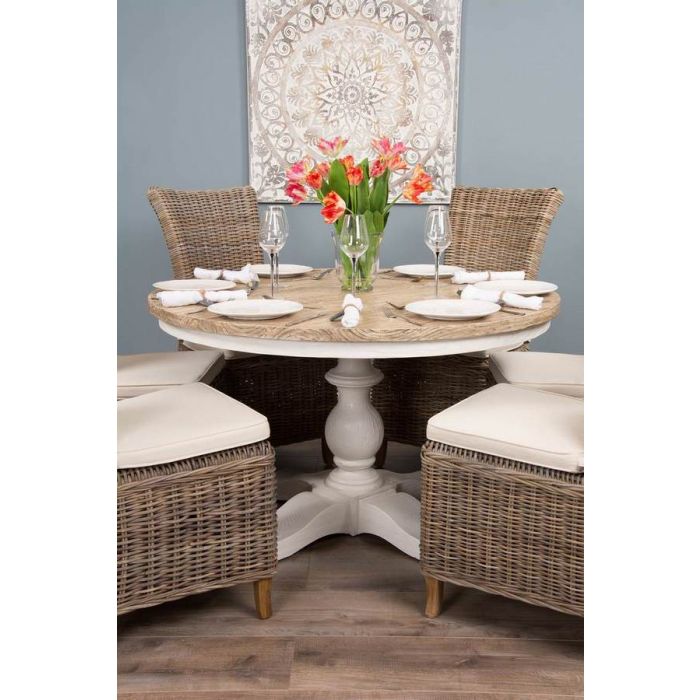 1.3m Country Pedestal Dining Table with 6 Latifa Chairs  - 3